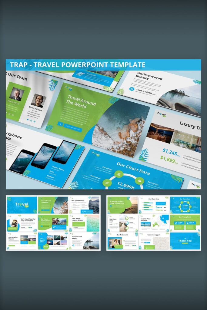 Trap Travel Powerpoint Template Pinterest preview.
