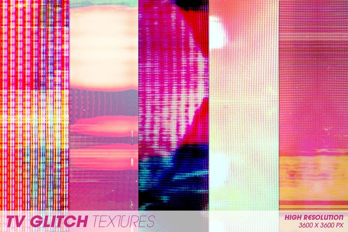 TV glitch general view with pink color.
