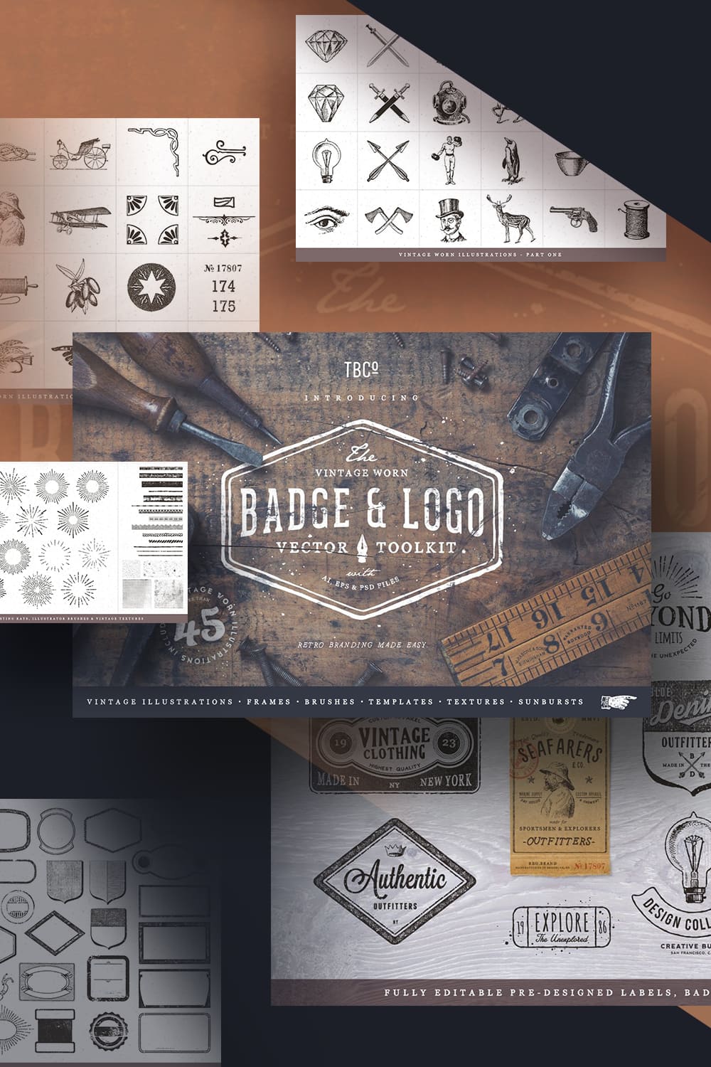 vintage badge and logo toolkit pinterest image.