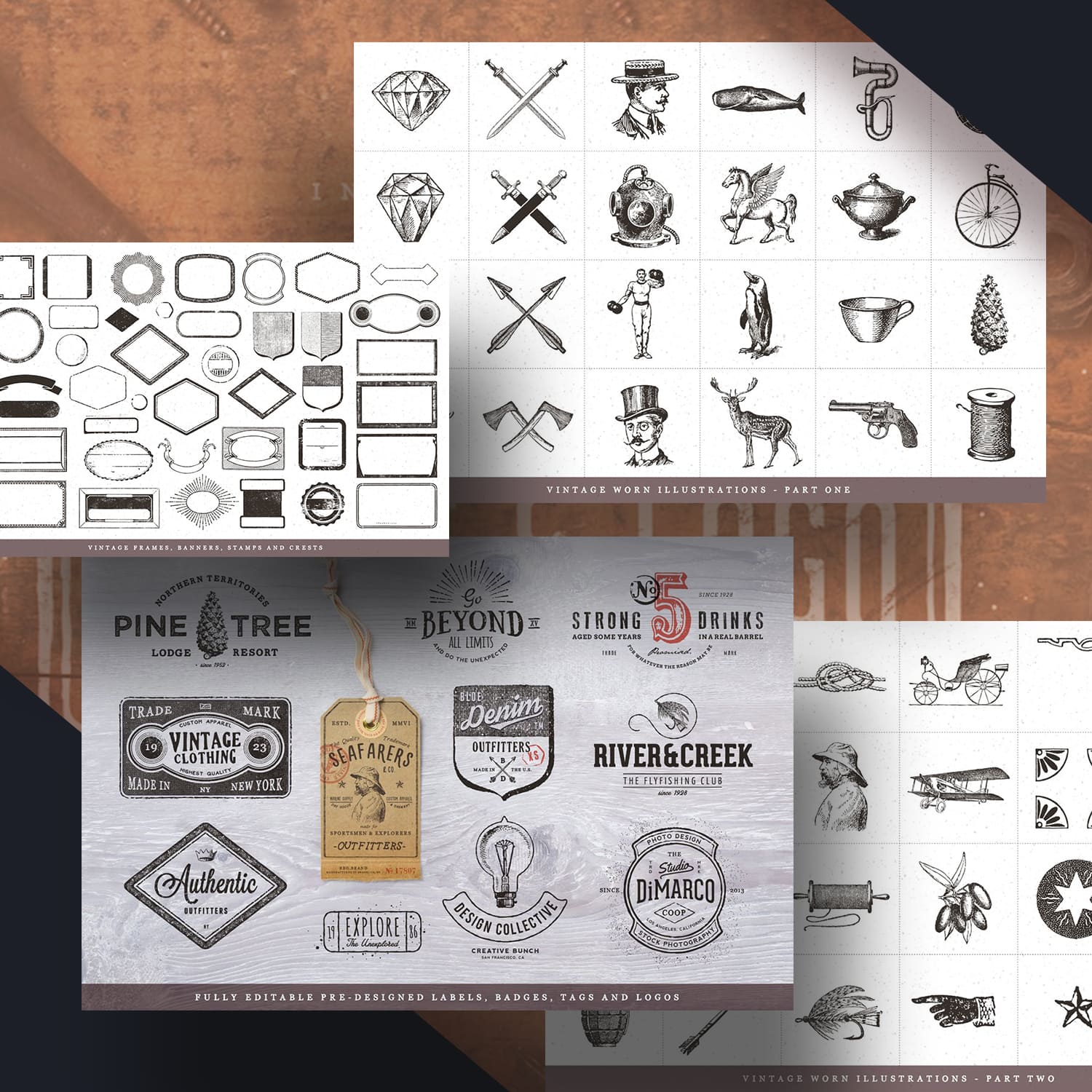vintage badge and logo toolkit preview image.