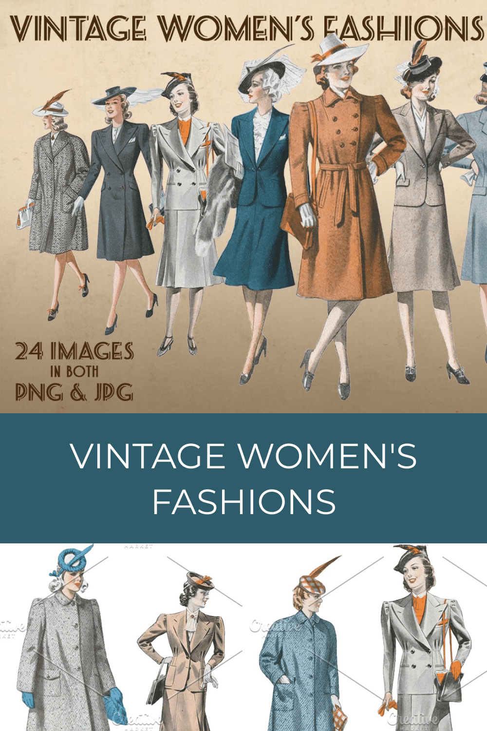 vintage womens fashions pinterest image.