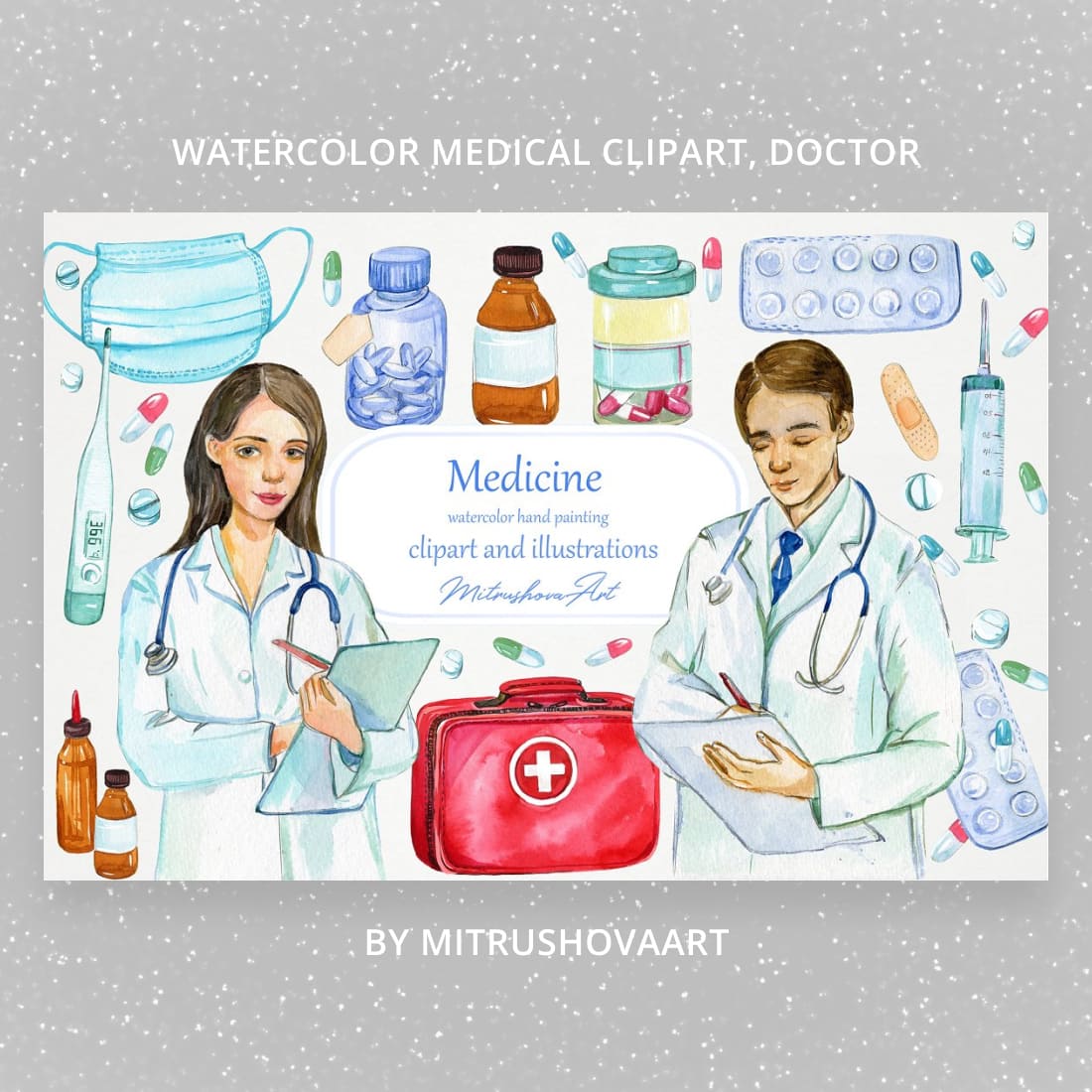 watercolor medical clipart doctor cover image.