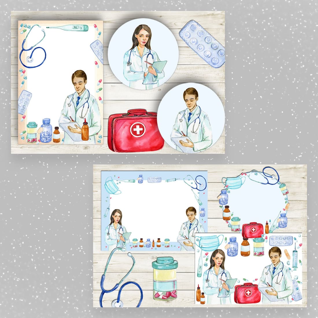 watercolor medical clipart doctor preview image.