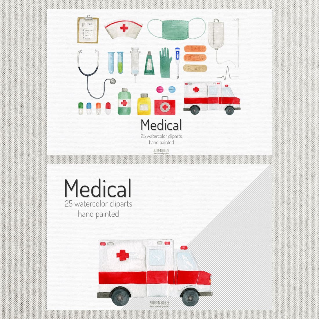 watercolor medical clipart preview image.