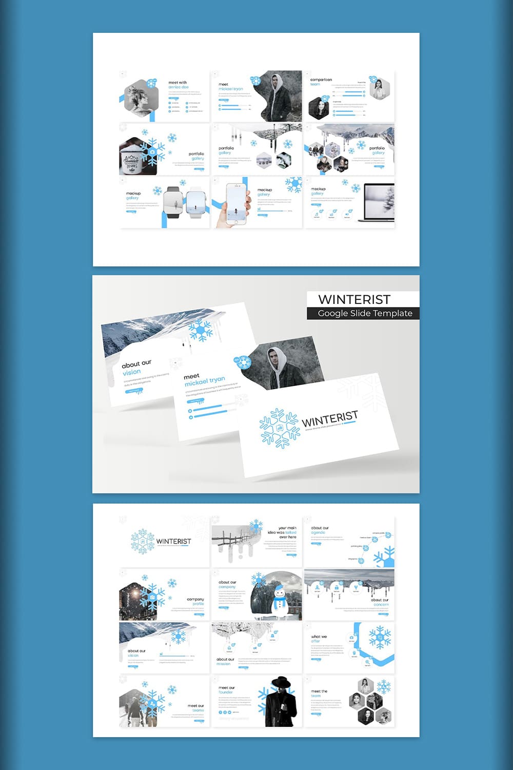 winterist google slide template pinterest image.