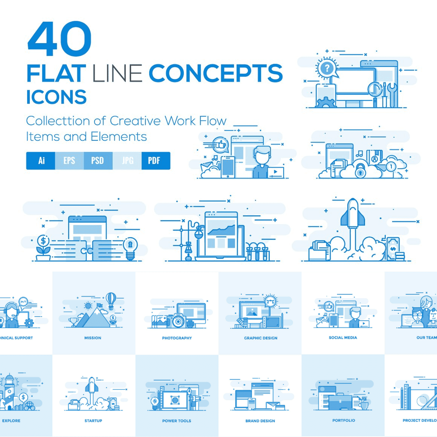 02 Flat Line Color Conceptual Icons 1500x1500 1.