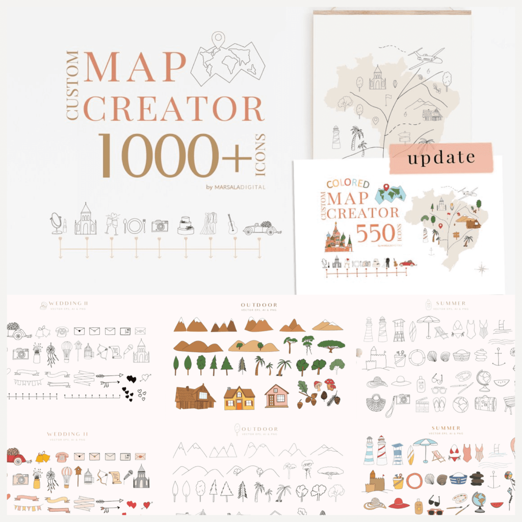 Map Creator Wedding Summer Travel – MasterBundles