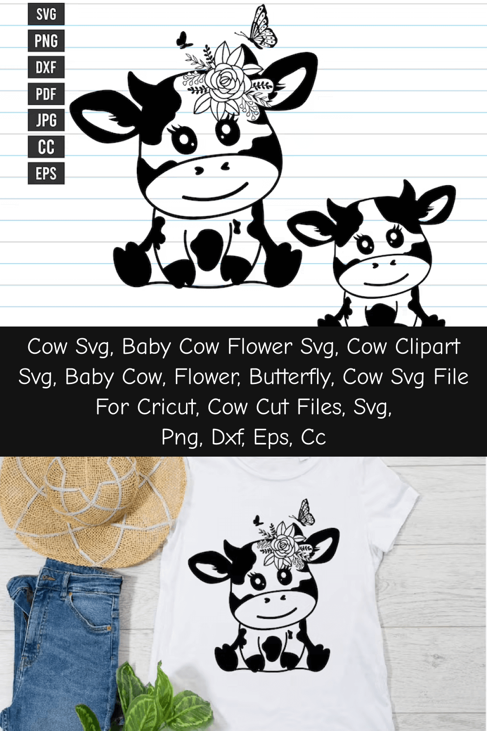 Clipart svg baby cow flower.