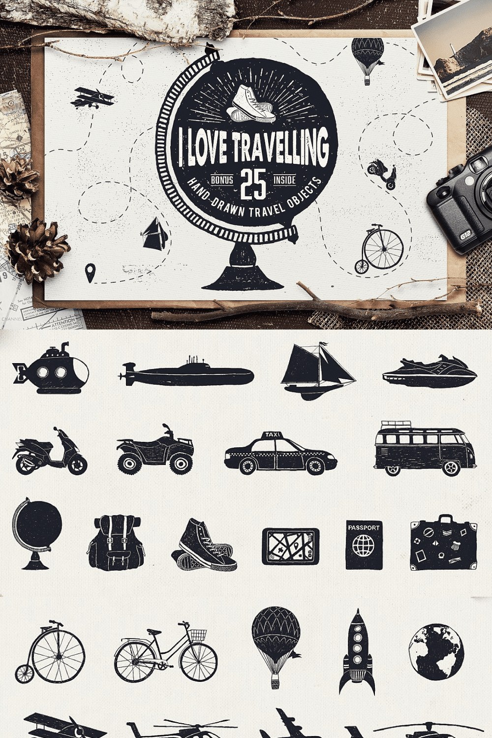 04 I Love Travelling 25 travel objects 1000x1500 1.