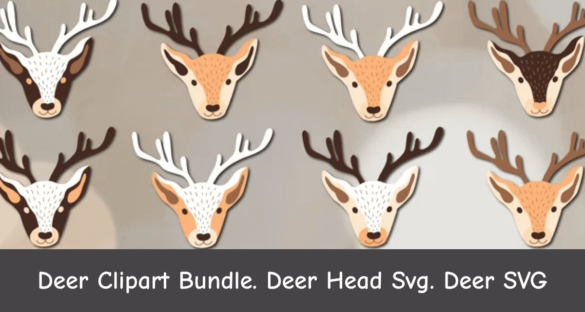 8 Deer Head SVG.