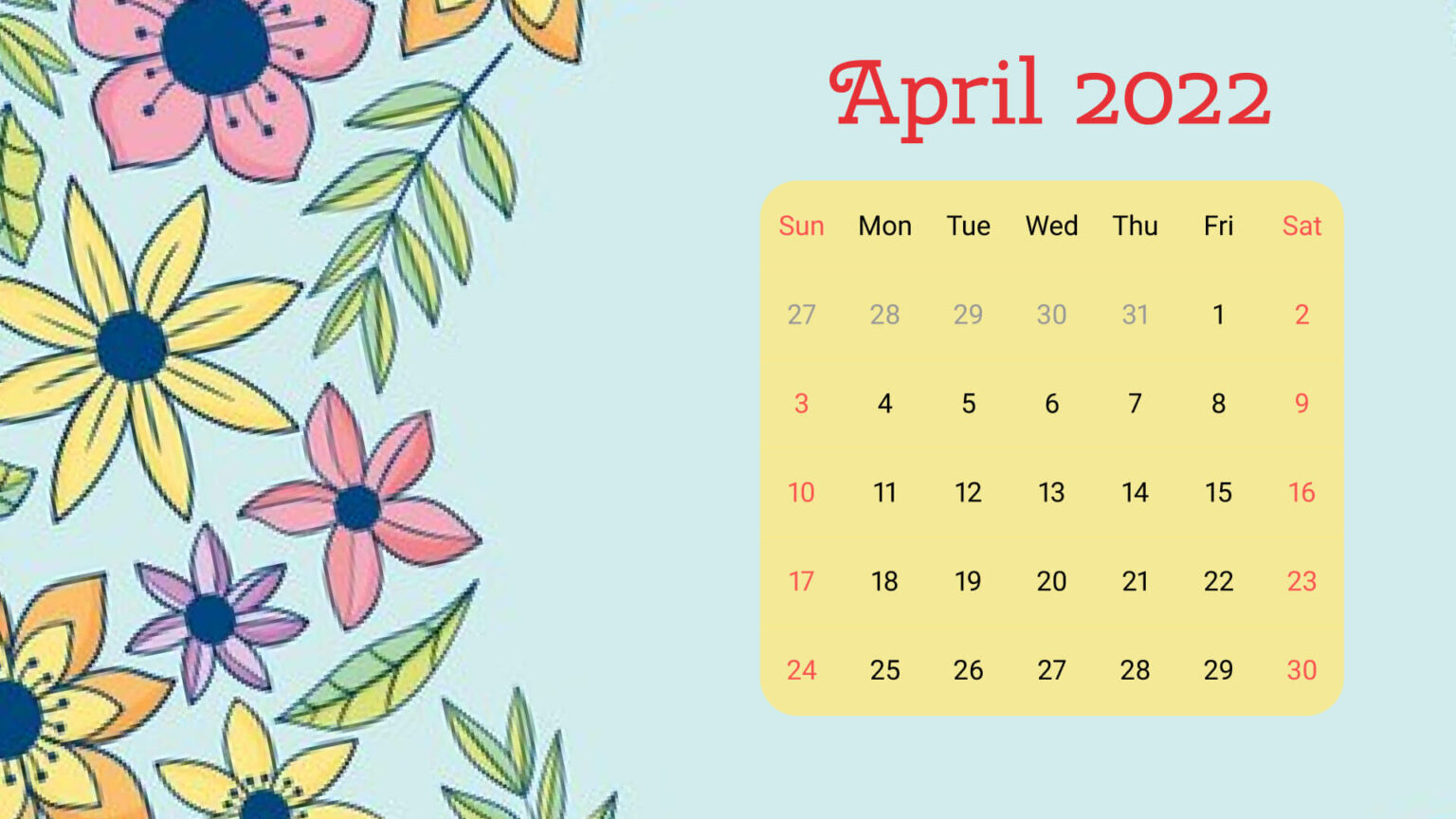 10 Free Printable April Calendars 2022 MasterBundles