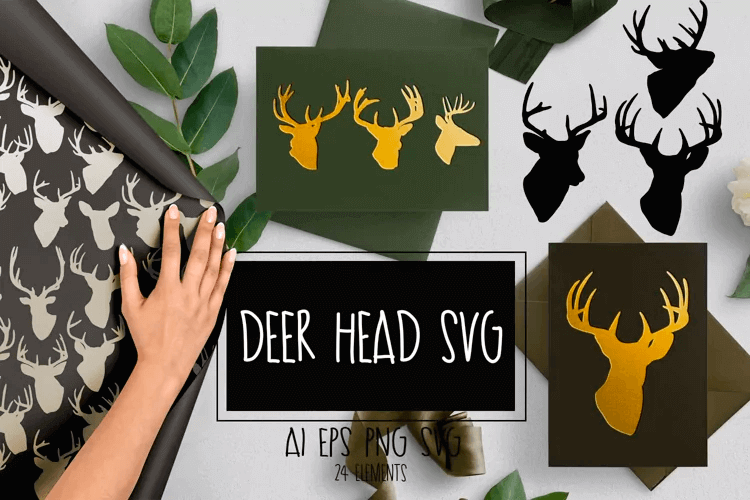 Deer Head SVG, AI, EPS, PNG.