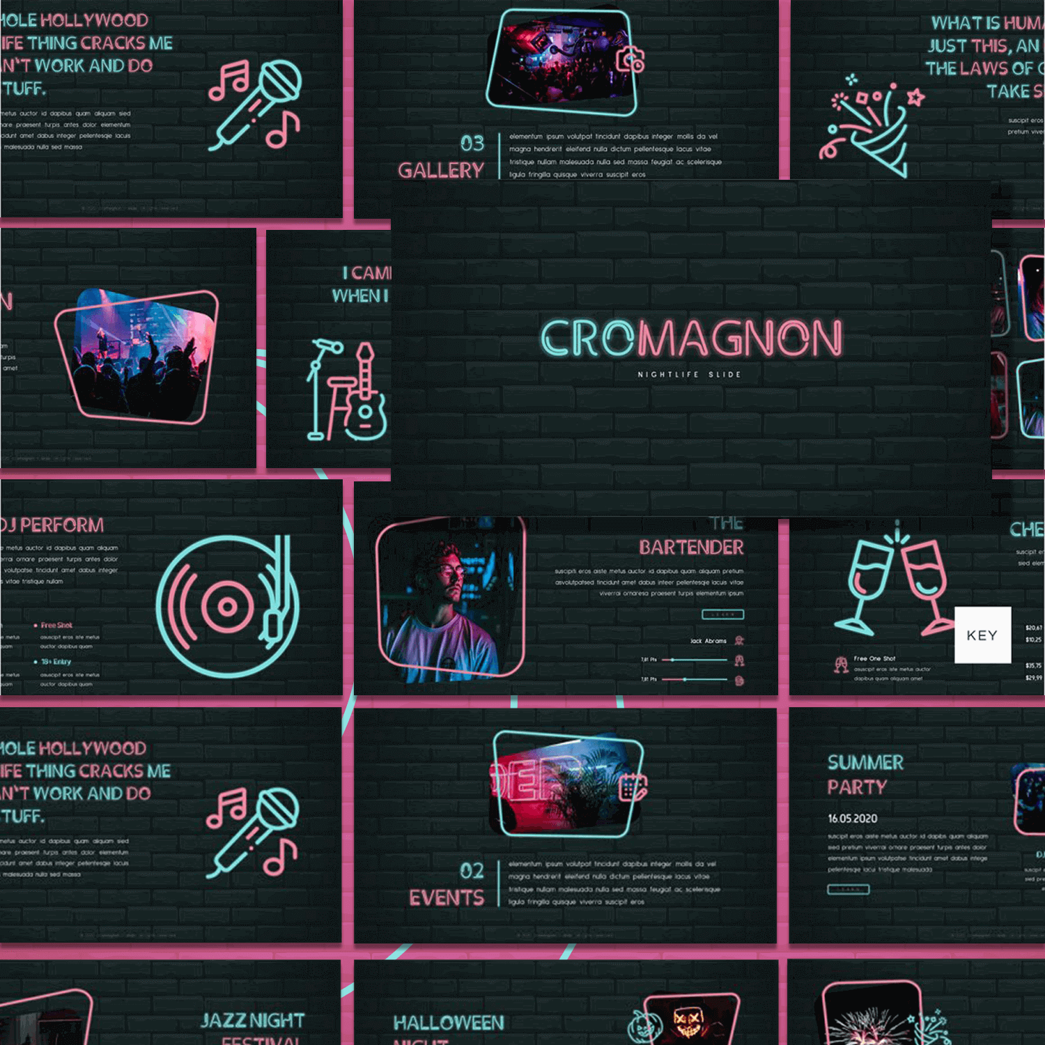 Cromagnon Neon Keynote Template.