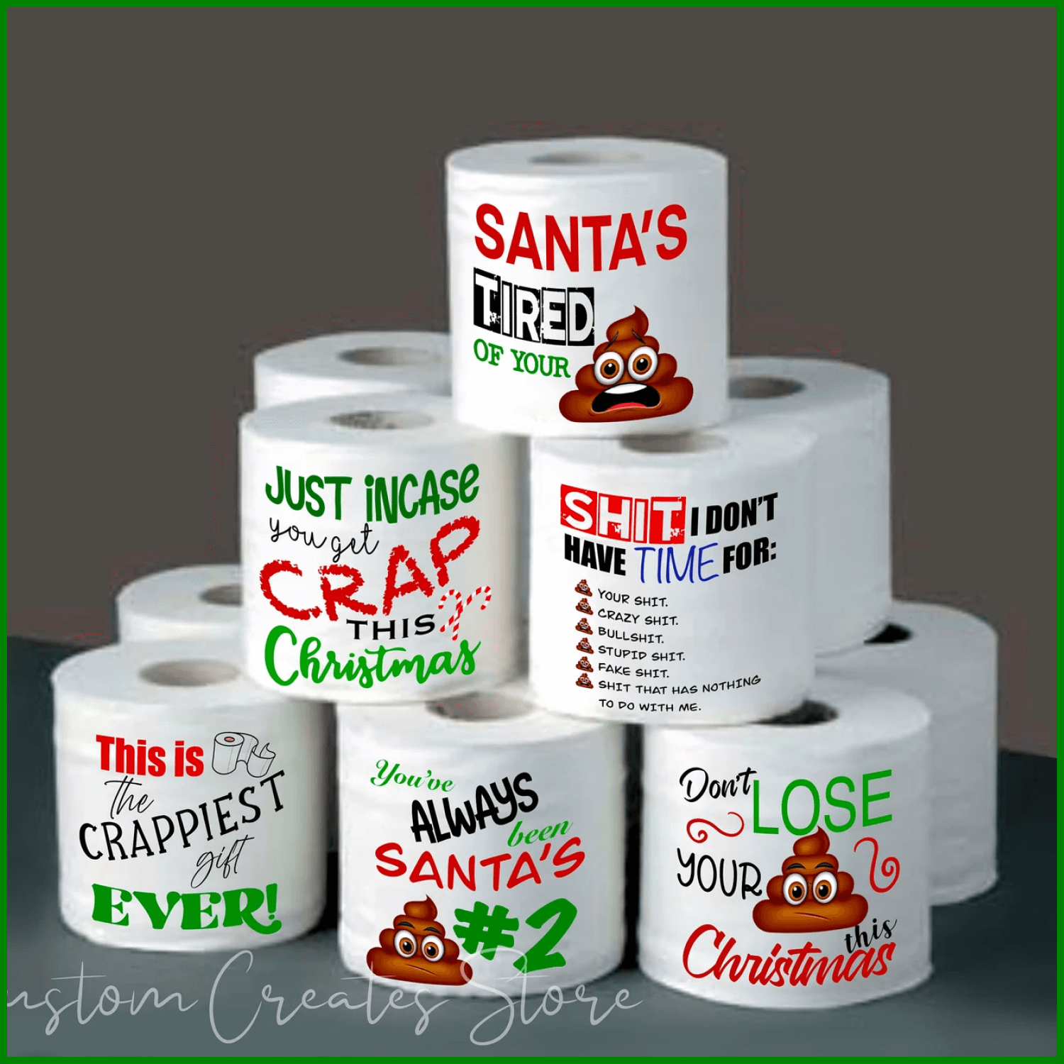 Comic holiday toilet paper.