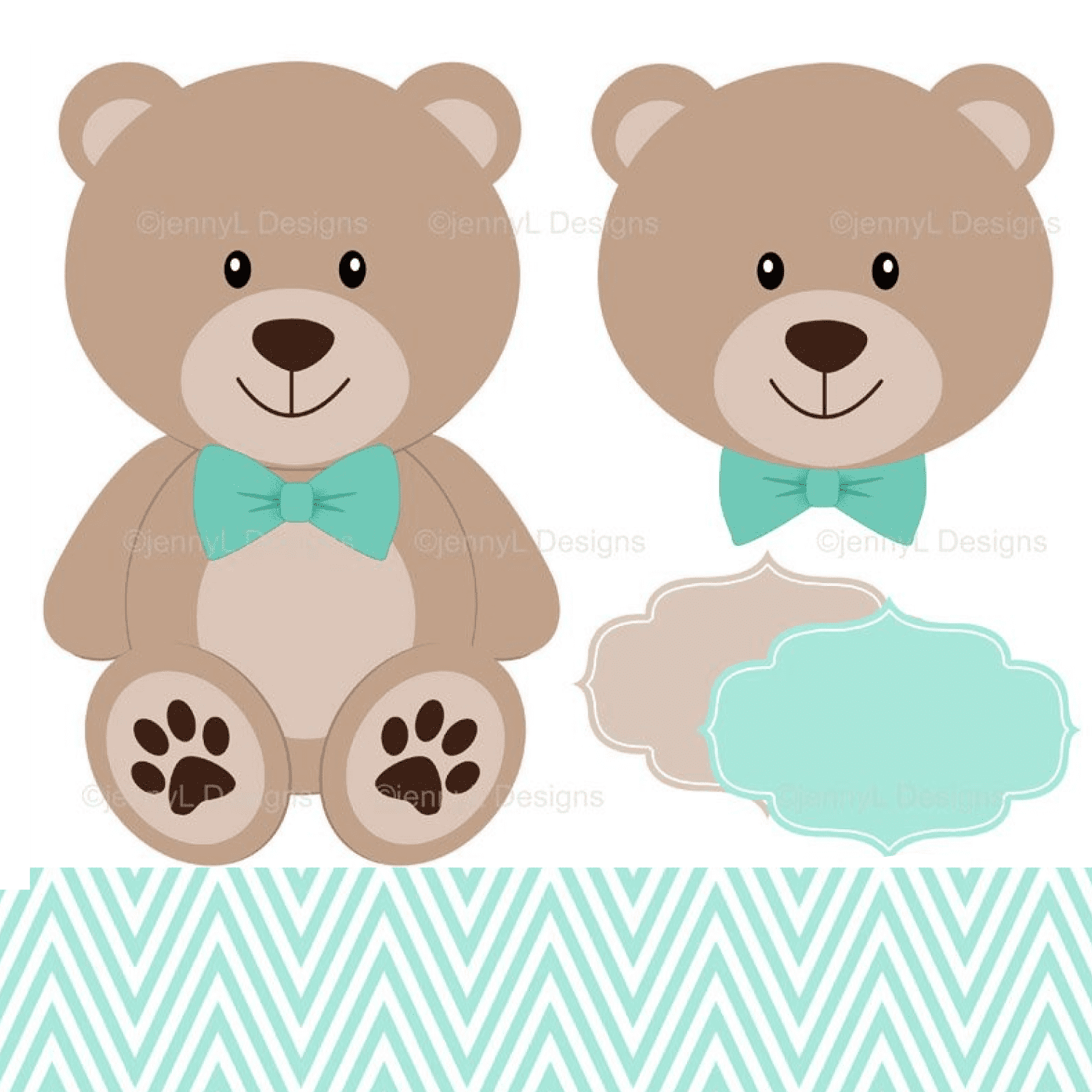 2turquoise teddy bear digital paper.
