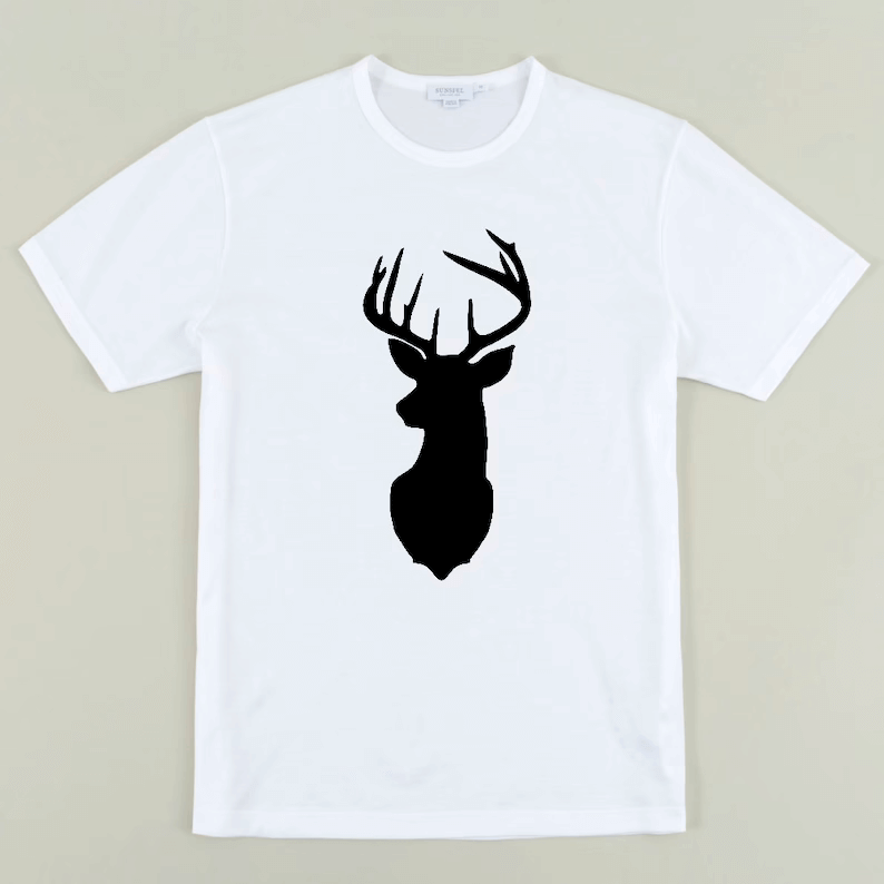 Image Deer on the White T-shirt.