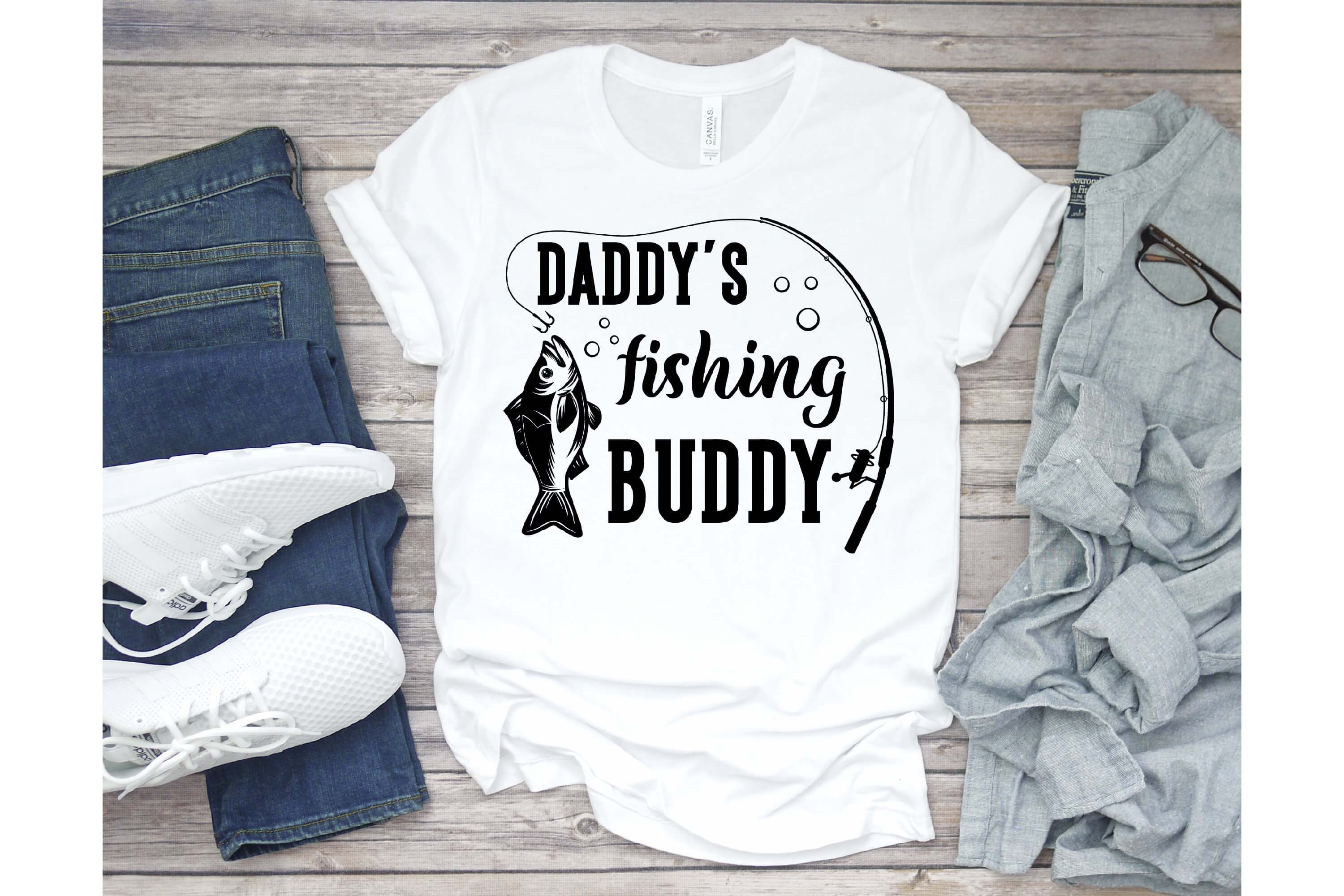 Print on a T-shirt for fishing lovers.