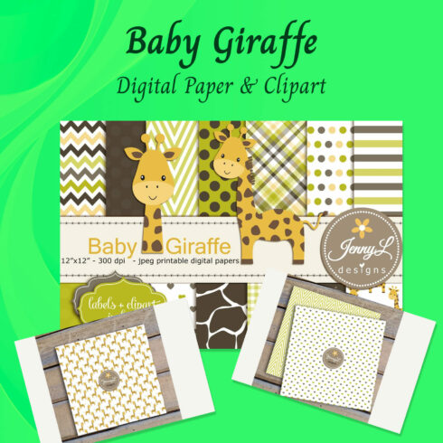 Baby Giraffe Digital Paper Clipart 01 1.