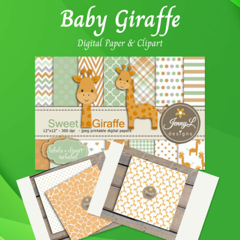 Baby Giraffe Digital Paper Clipart 01.