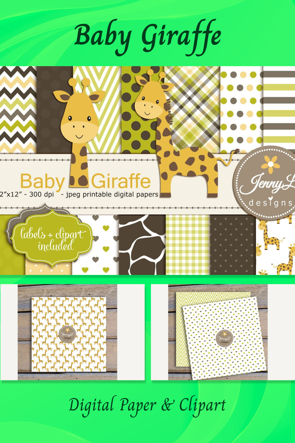Baby Giraffe Digital Paper Clipart 04 1.