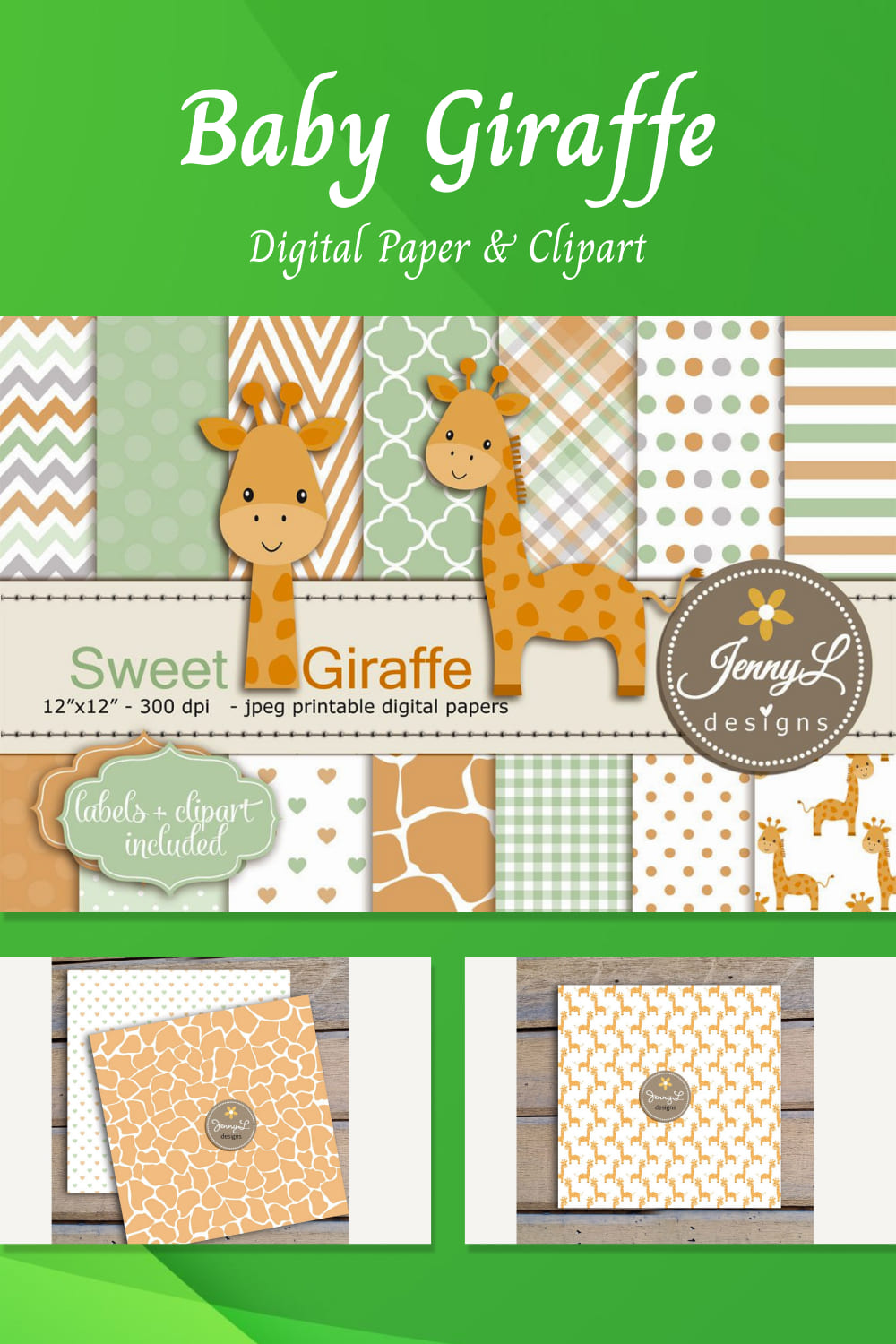 Baby Giraffe Digital Paper Clipart 04.