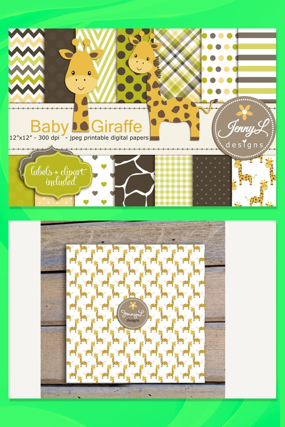 Baby Giraffe Digital Paper Clipart 05 1.