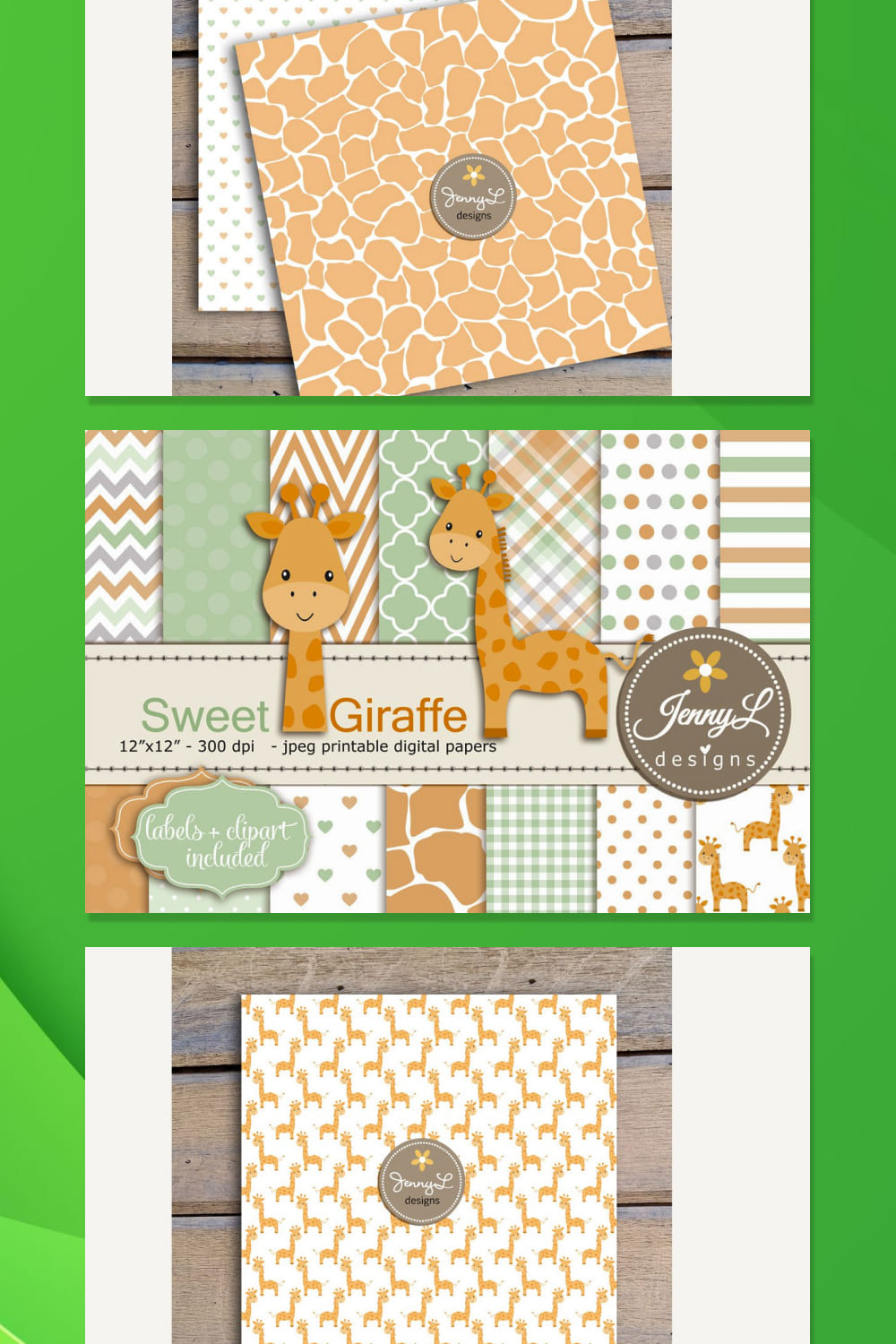 Baby Giraffe Digital Paper Clipart 05.