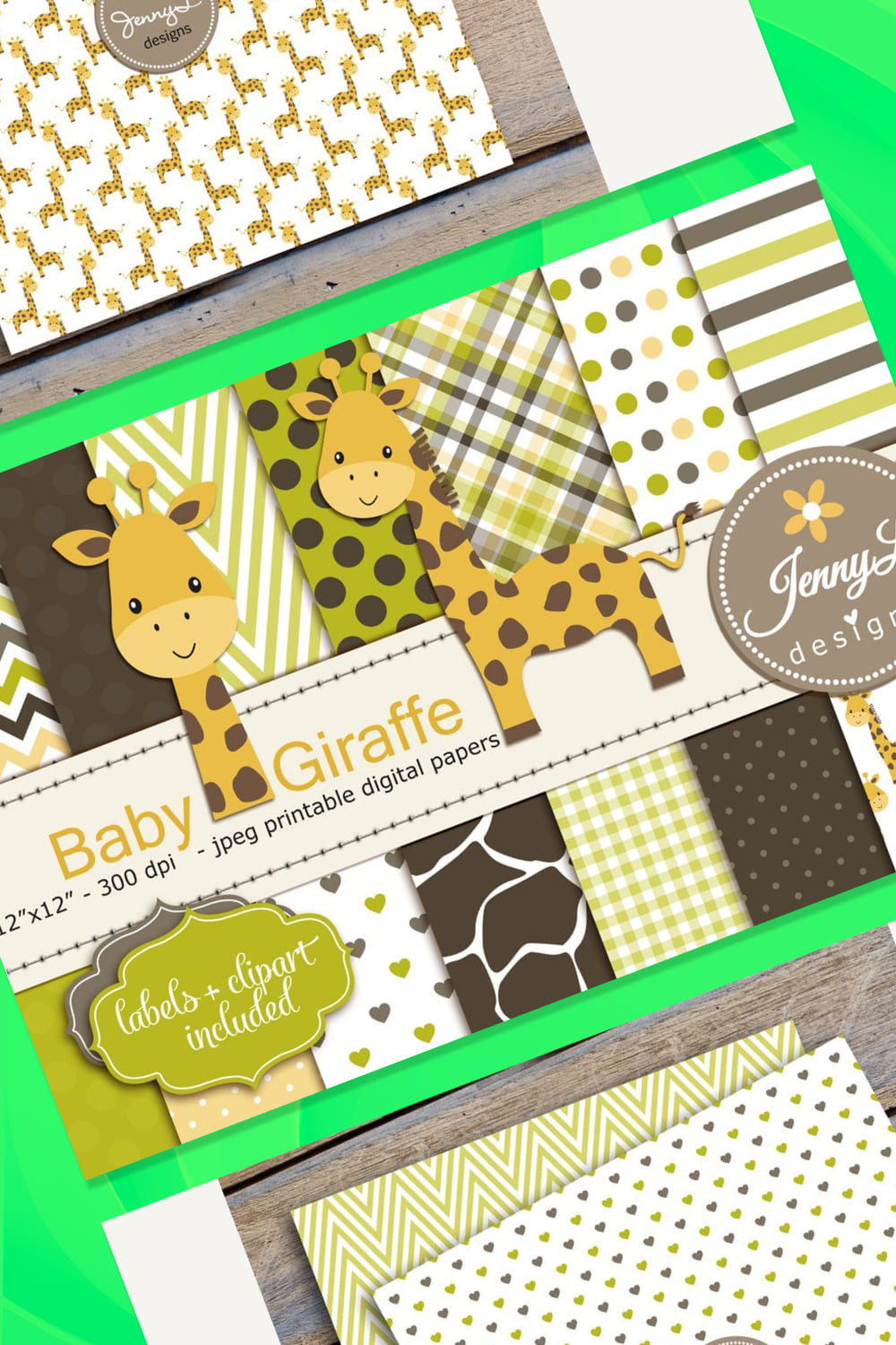 Baby Giraffe Digital Paper Clipart 07 1.
