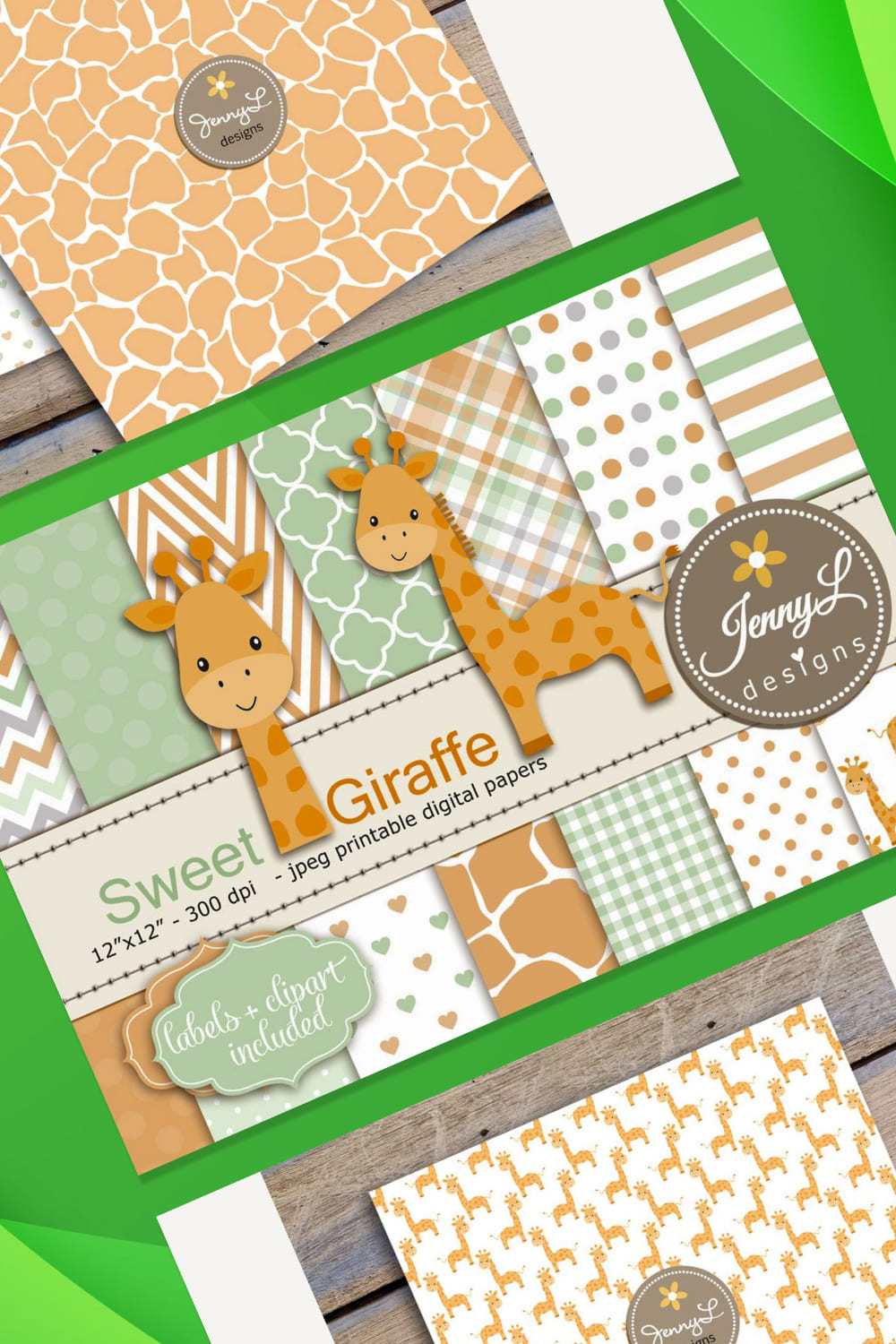 Baby Giraffe Digital Paper Clipart 07.