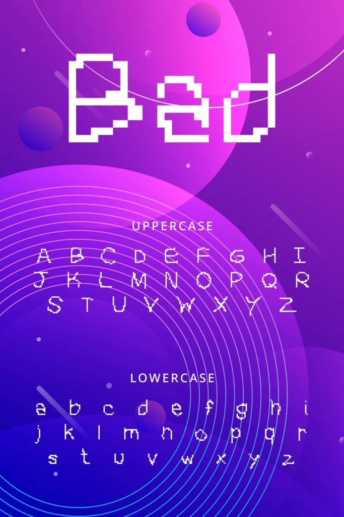 Bad Free Distressed Font Pinterest uppercase and lowercase preview.