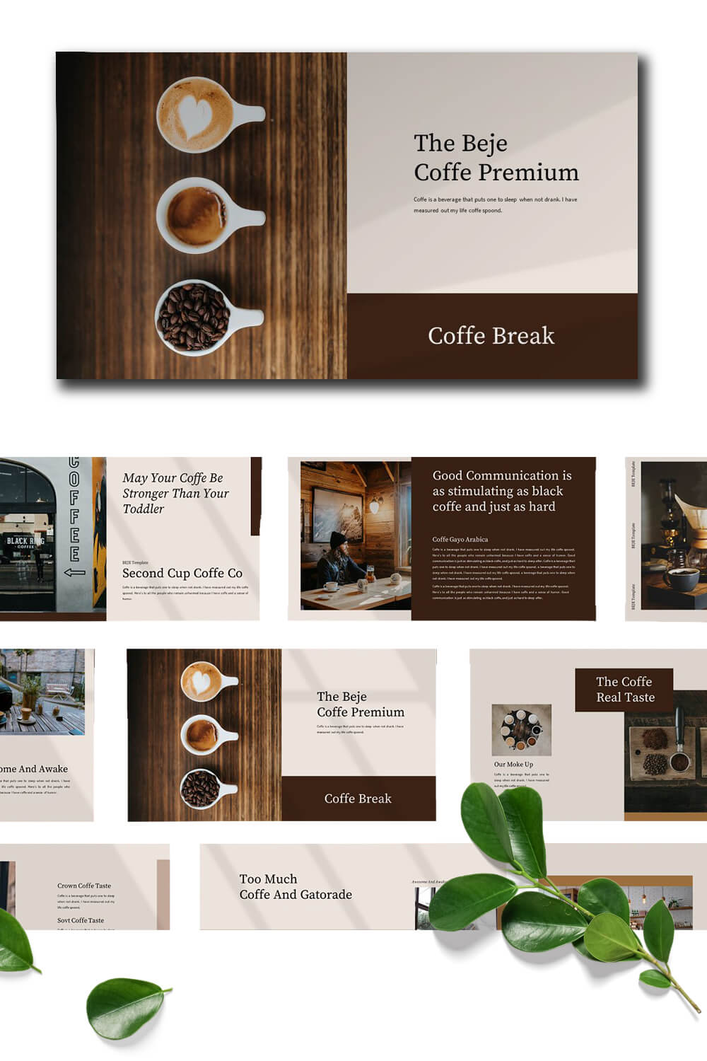 Different pages of the same coffee for the presentation.