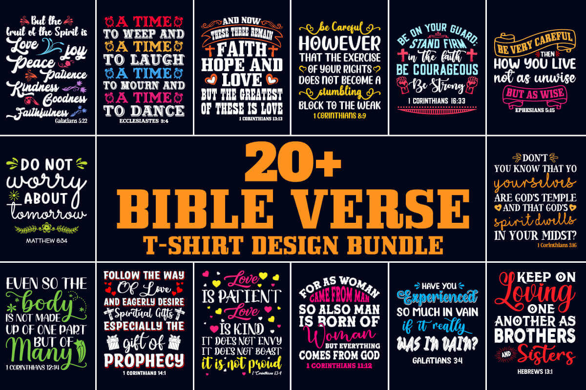 20+ Bible Verse T-shirt Design Bundle.