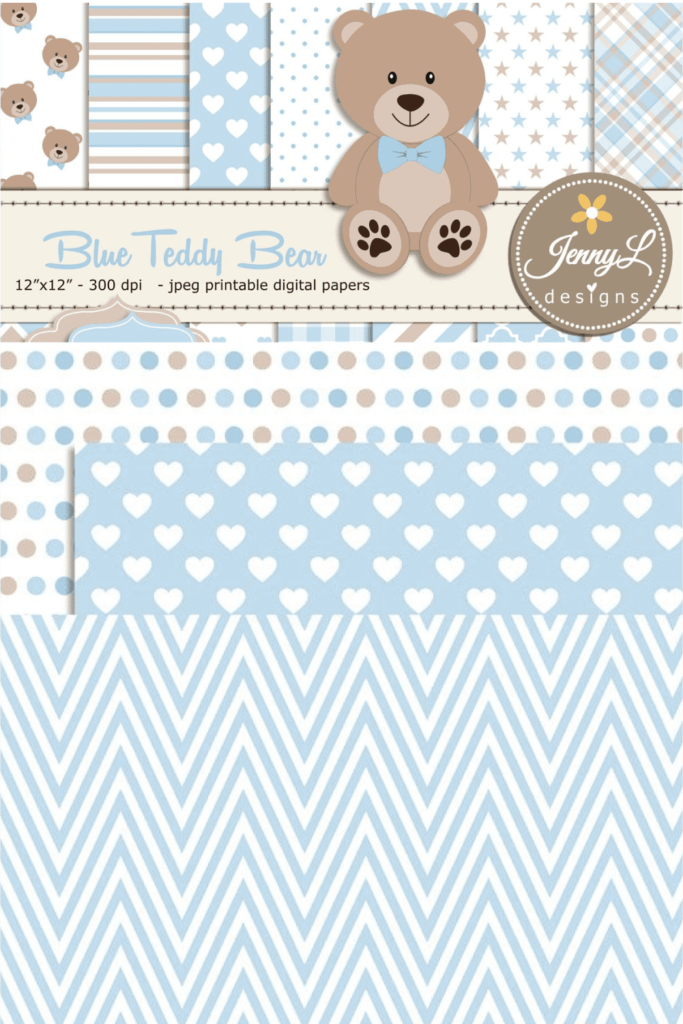Blue Teddy Bear Digital Paper – MasterBundles