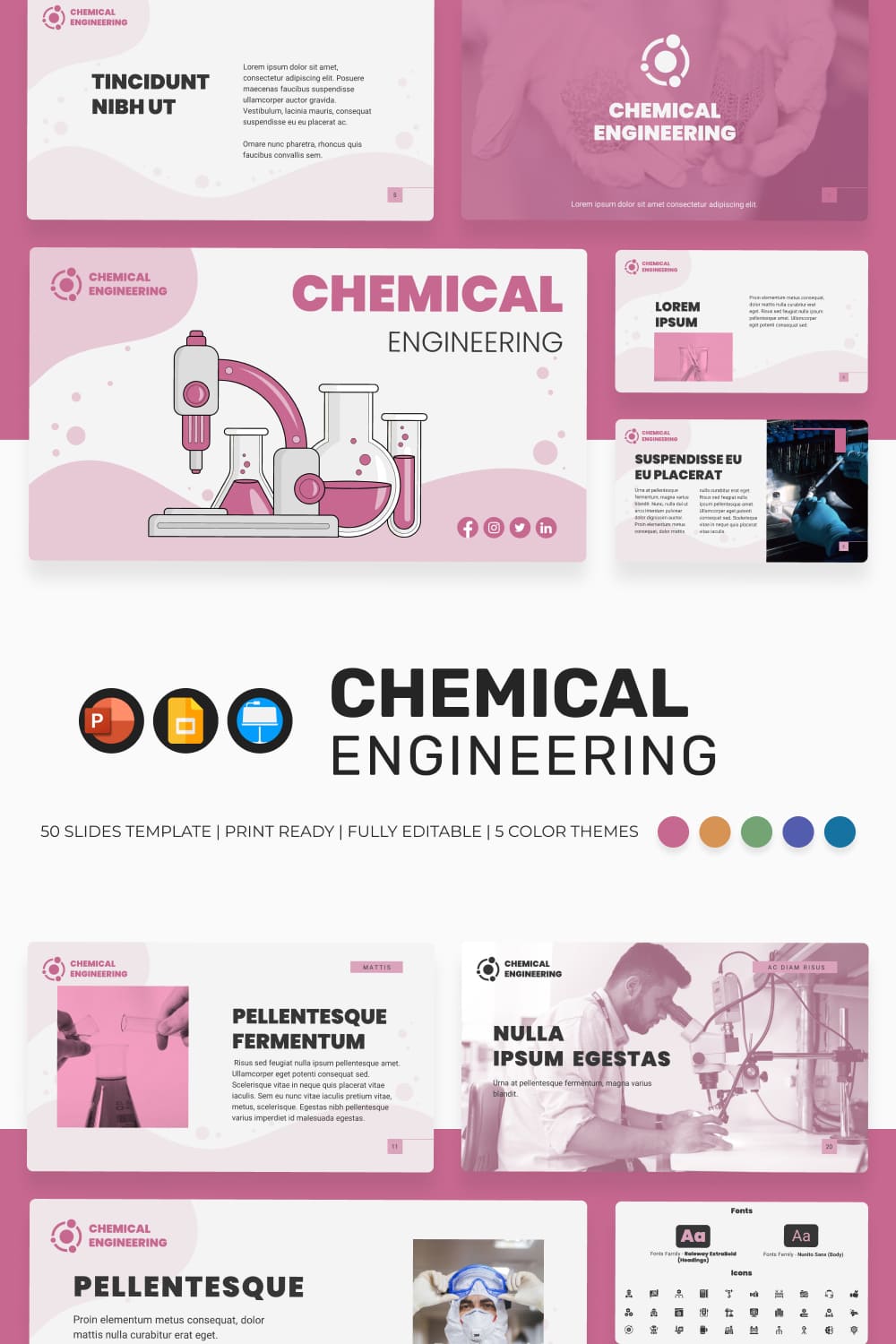 Chemical engineering presentation template pinterest image.