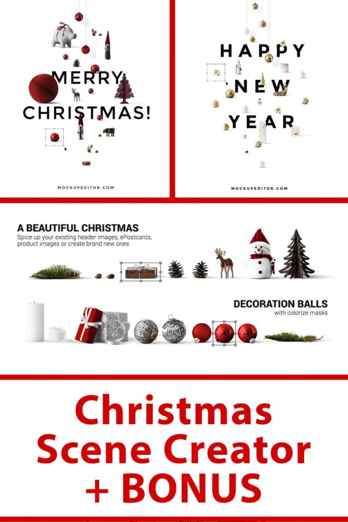 Christmas Scene Creator + bonus Pinterest collage image.