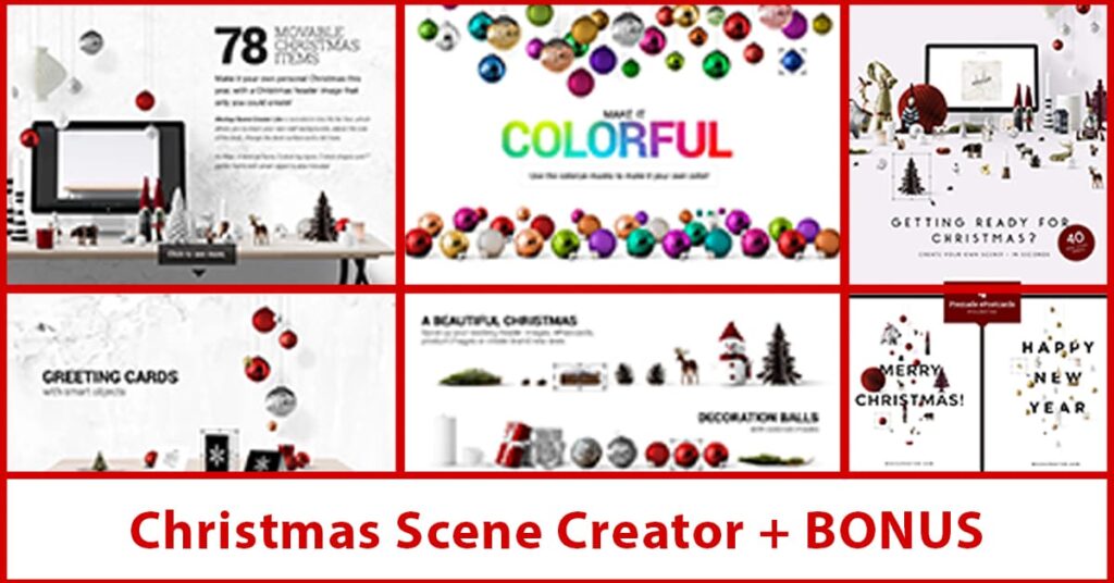 Christmas Scene Creator Facebook collage image.