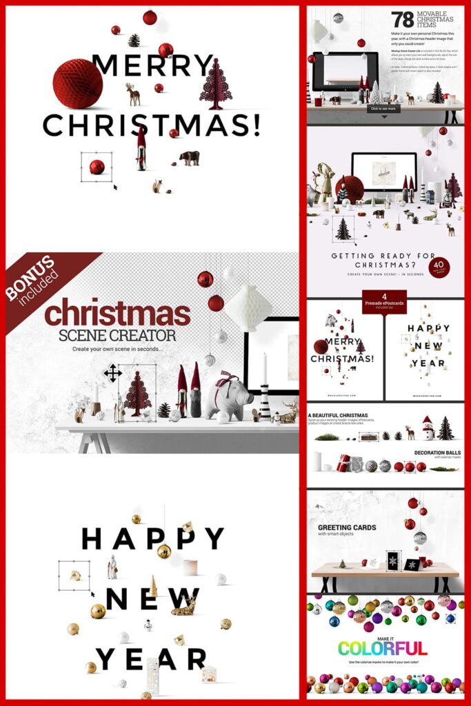 Christmas Scene Creator Pinterest image with example preview.
