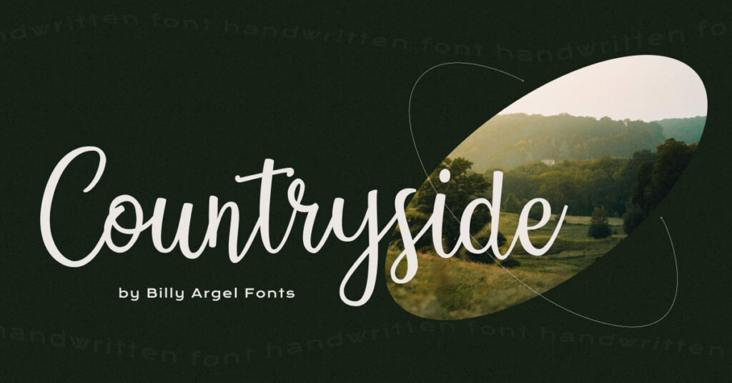 Countryside Free Farmhouse Font Facebook collage image by MasterBundles.