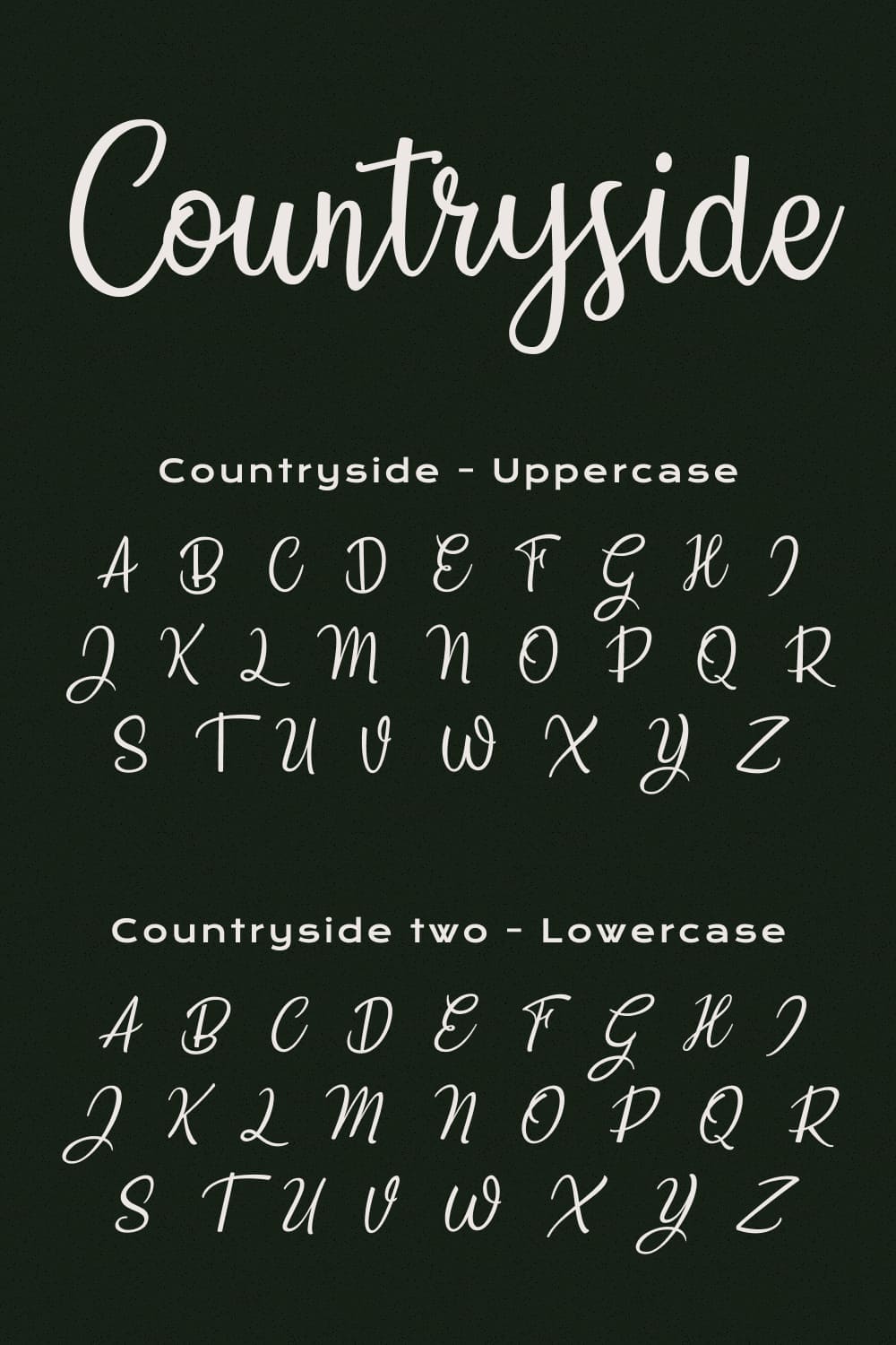 Using Countryside Free Farmhouse Font on a dark background.