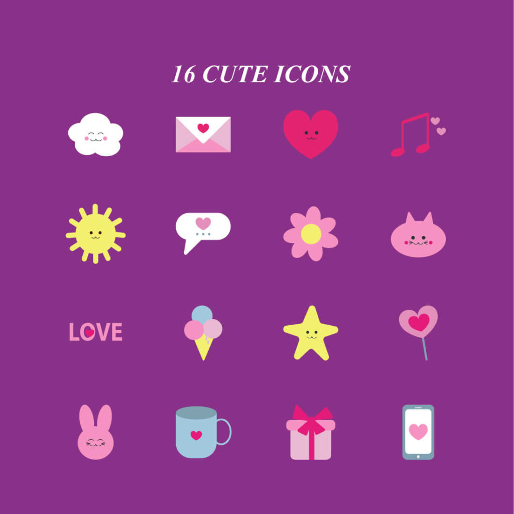 Free Cute Icons – MasterBundles