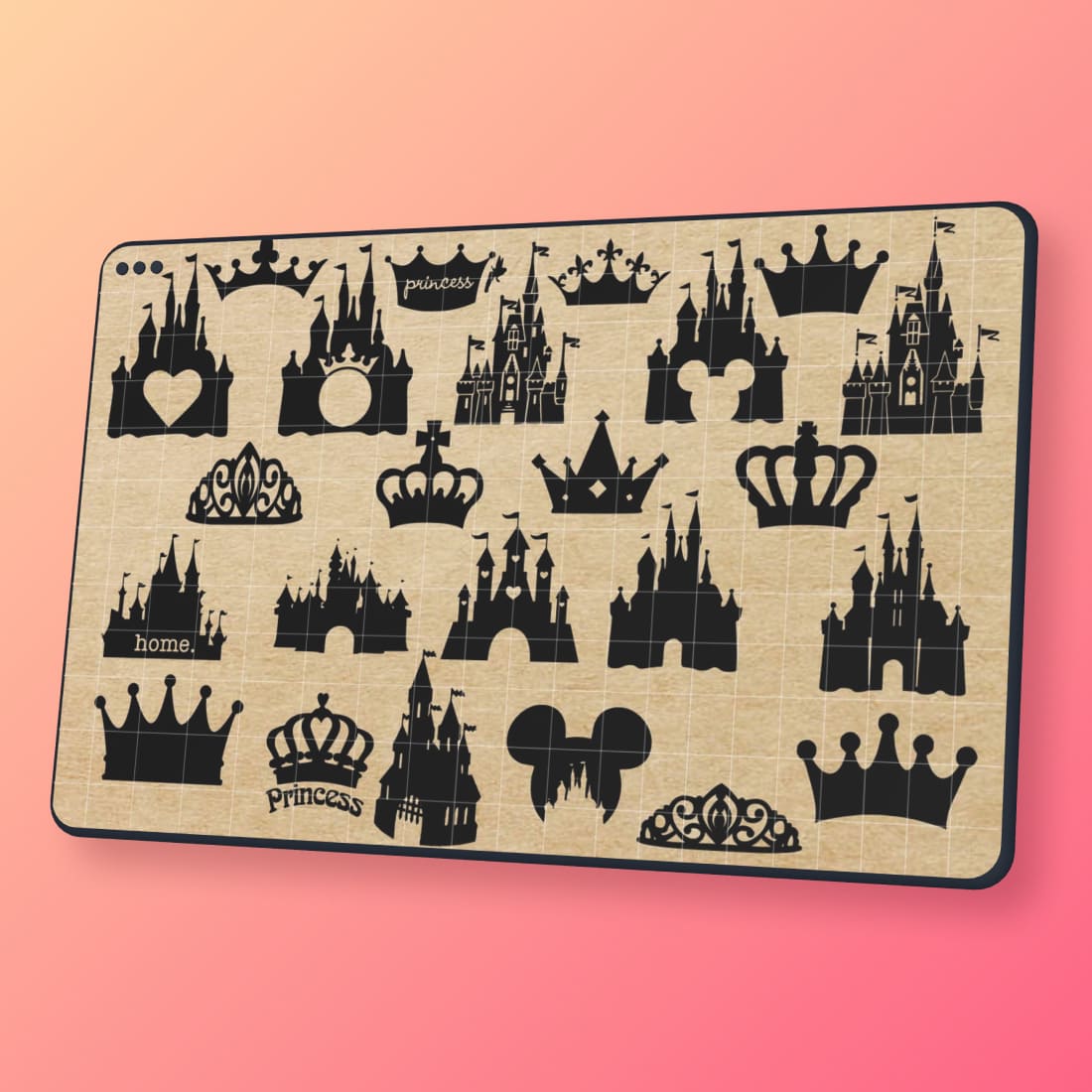 Disney Castle and Crown SVG preview.