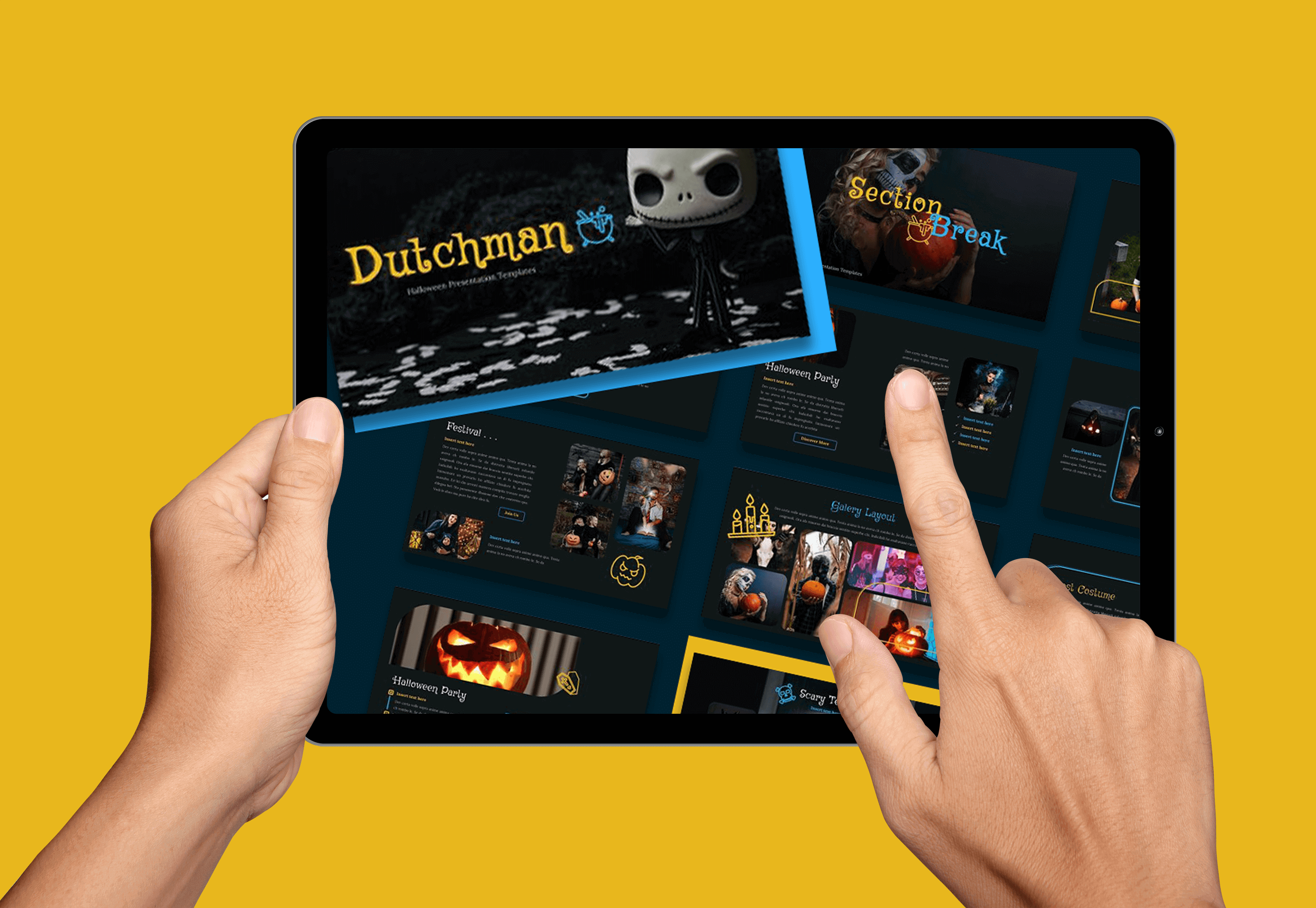 Preview Dutchman Halloween Googleslide on Tablet.