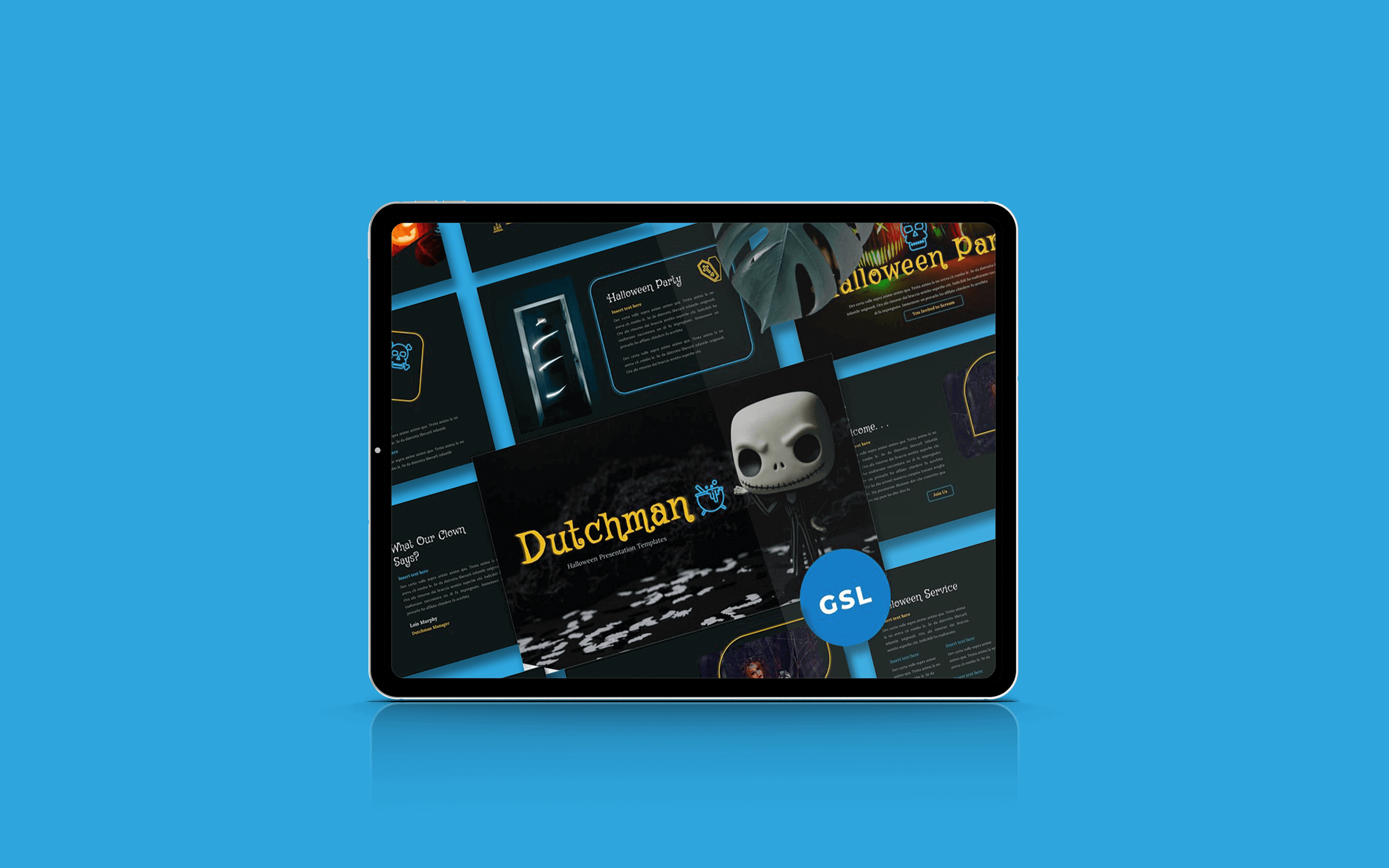 Preview Dutchman Halloween Googleslide on Tablet.