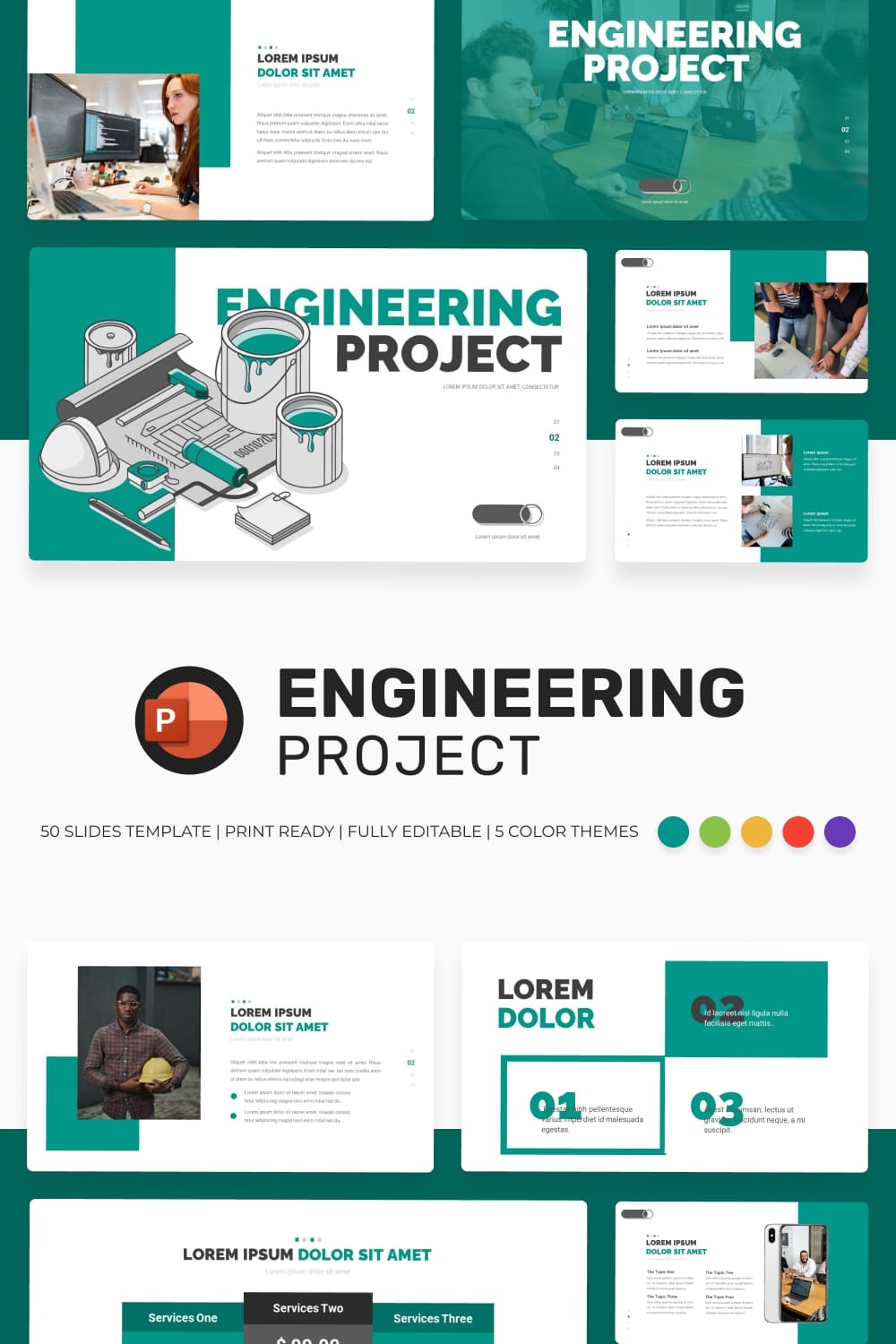 engineering project powerpoint template pinterest image.