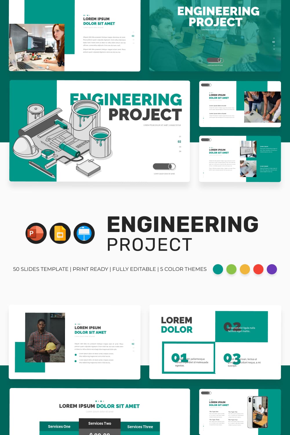 Engineering project presentation template pinterest image.