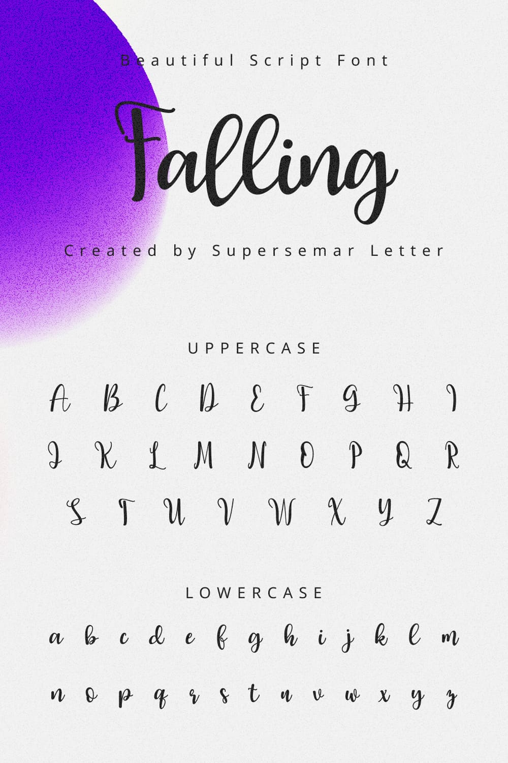 Falling free Thanksgiving font Pinterest MasterBundles preview with Uppercase and Lowercase.
