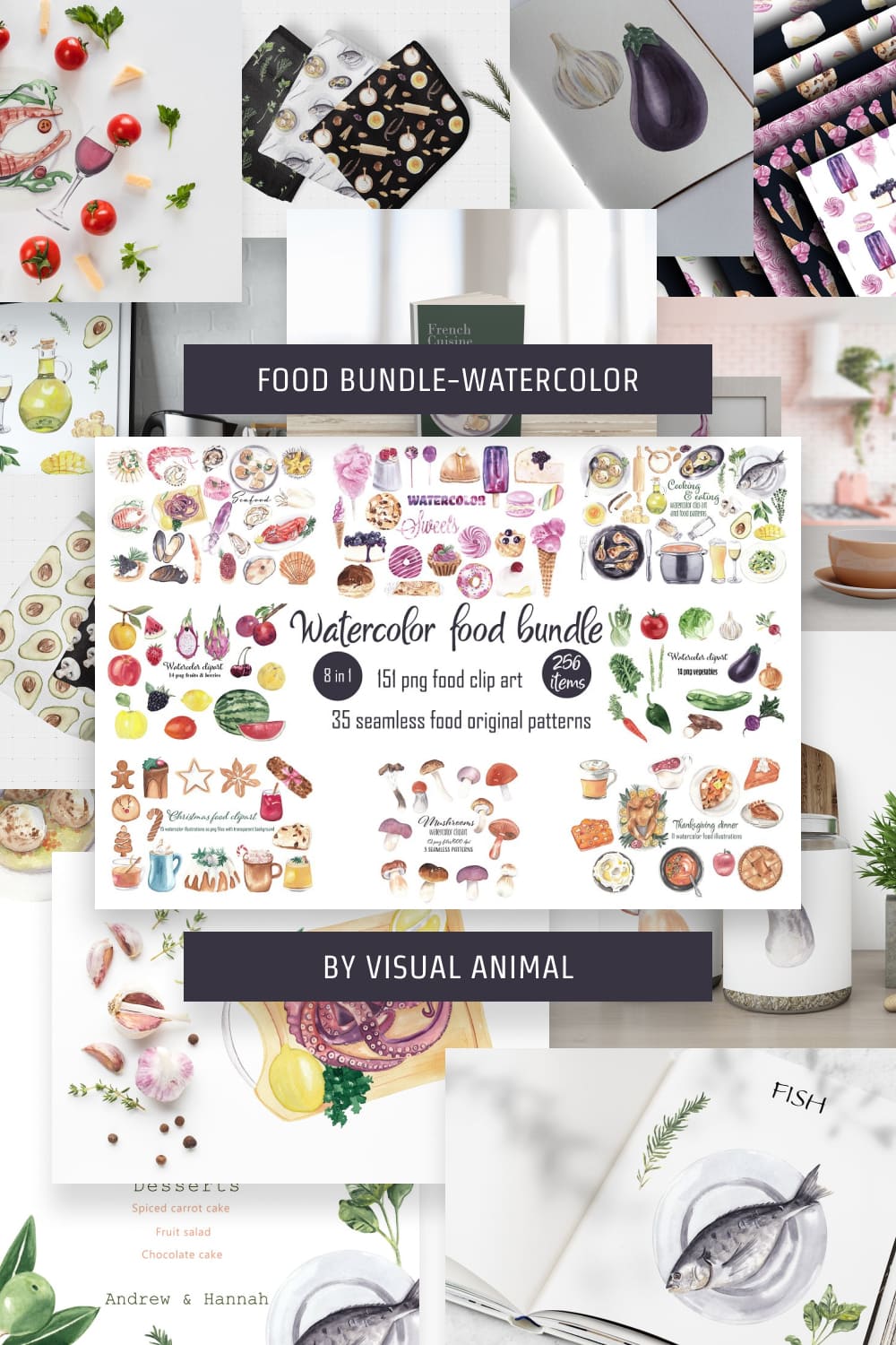 Food bundle watercolor Pinterest.