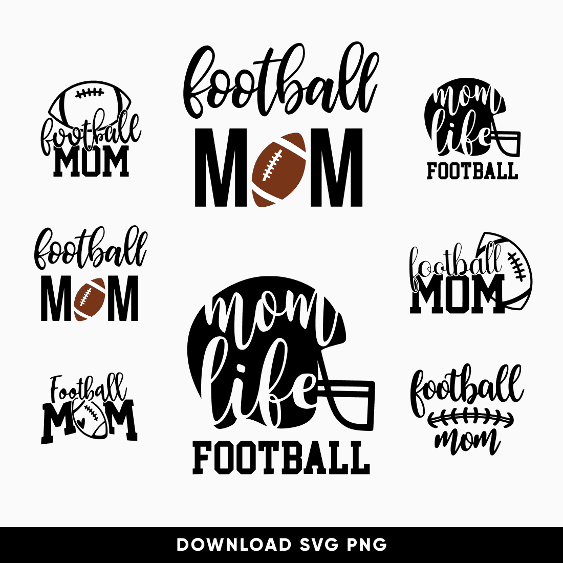 football mom svg bundle cover image.