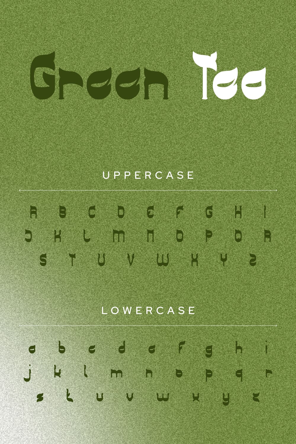Free Green Tea Patrick Font Pinterest uppercase and lowercase preview.