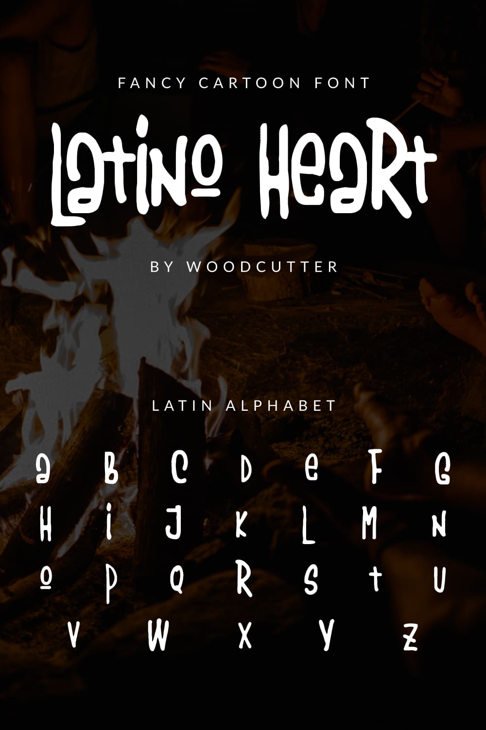 Free mexican font latino heart Pinterest preview with latin alphabet.